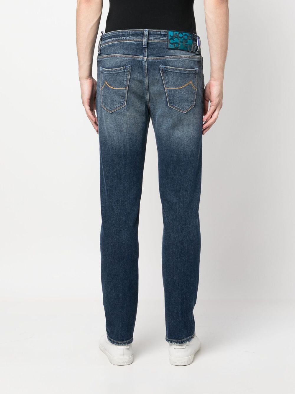 Shop Jacob Cohen Faded Straight-leg Denim Jeans In Blue