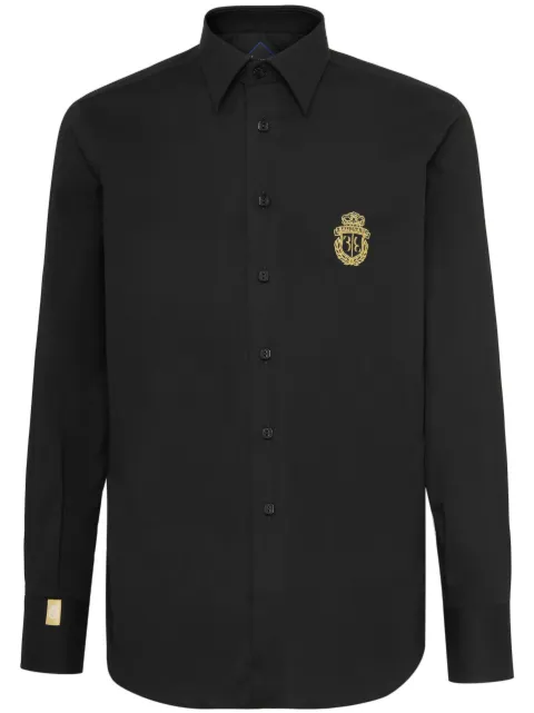 Billionaire Gordon crest-embroidered poplin shirt