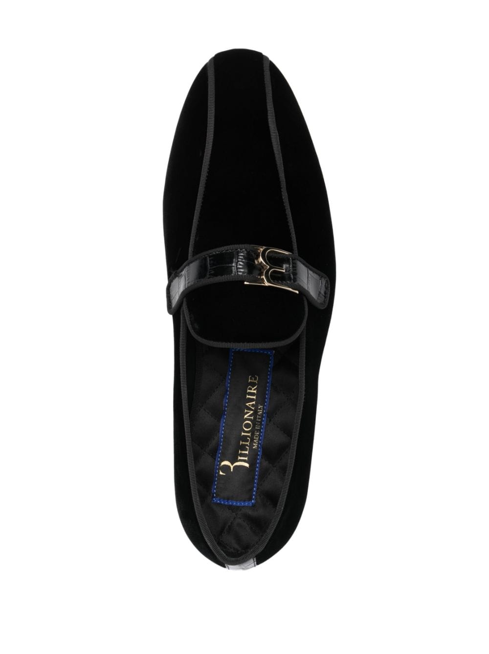 Shop Billionaire Logo-plaque Velvet Loafers In Black
