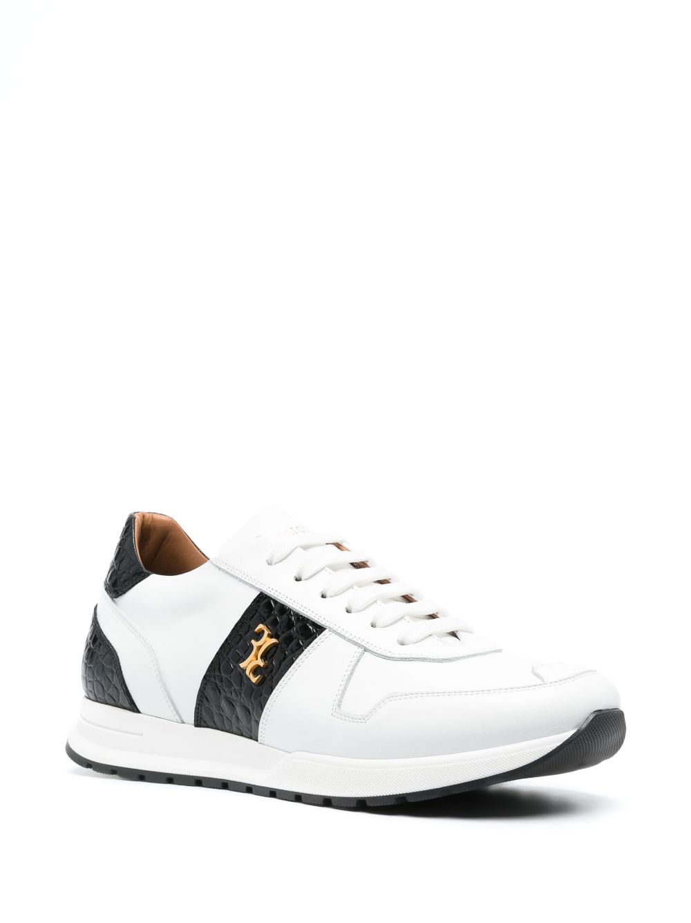 Shop Billionaire Two-tone Low-top Sneakers In White
