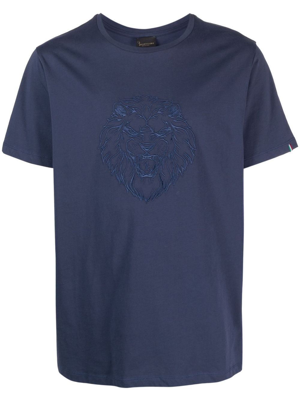 lion-embroidered cotton T-shirt
