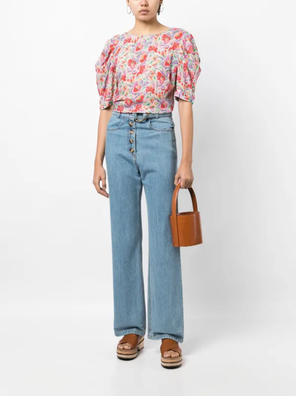 Blouse En Soie BA&SH Taille 2 - Multicolore, Col V, Manches 3/4 - Neuf Avec étiquettes