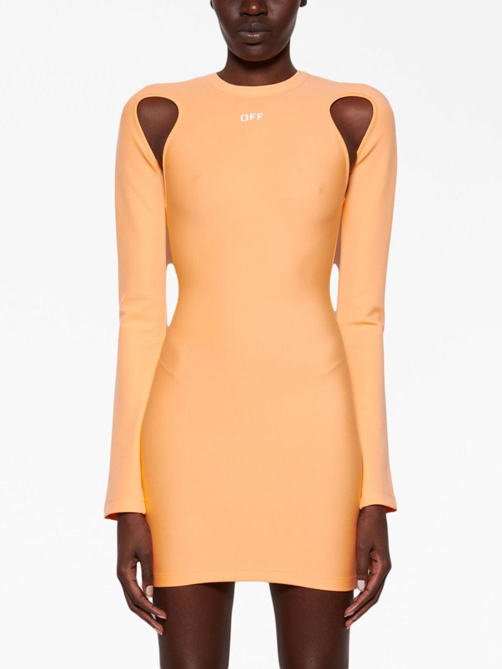 Shop Off-white Sleek Cut-out Minidress In Orange