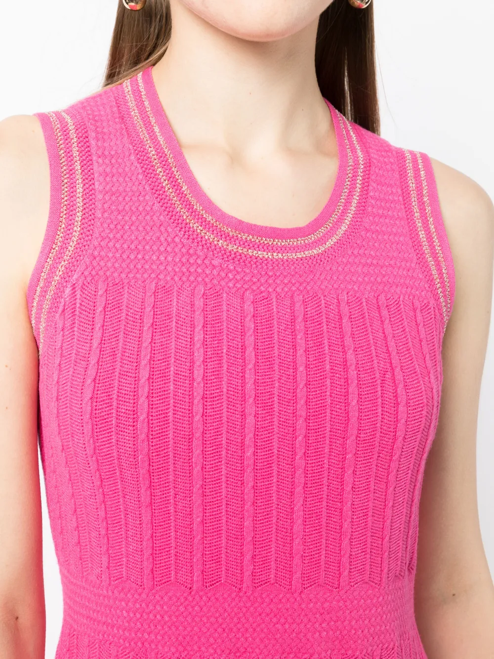 Shop Paule Ka Lurex Sleeveless Knit Dress In Pink