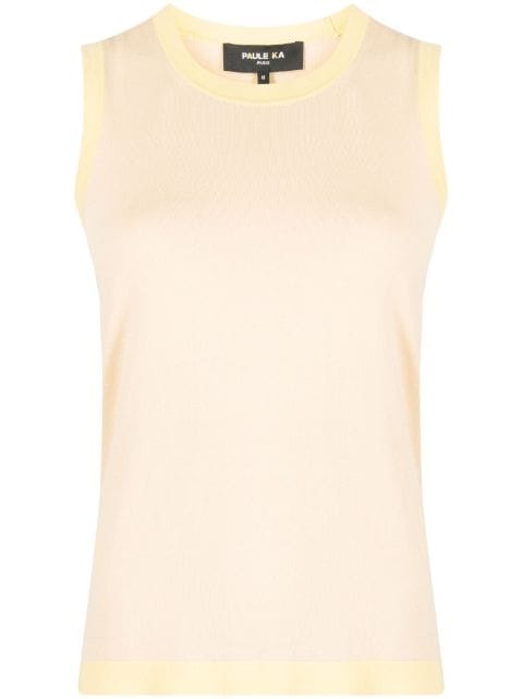 Paule Ka contrasting-trim silk-cotton blend tank top