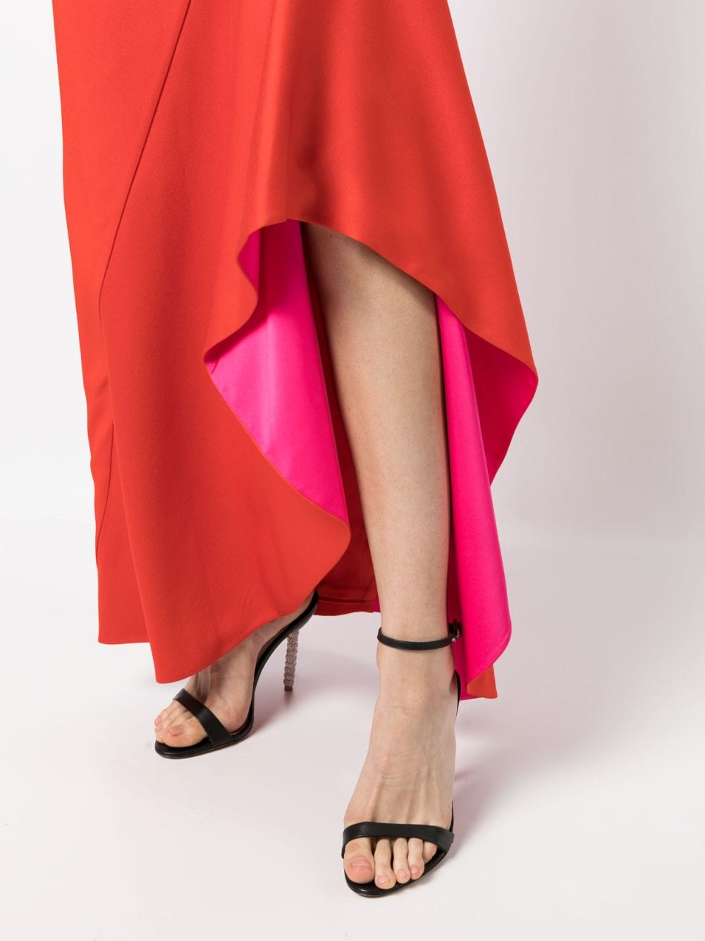 Shop Paule Ka Contrast-lining Maxi Dress In Orange