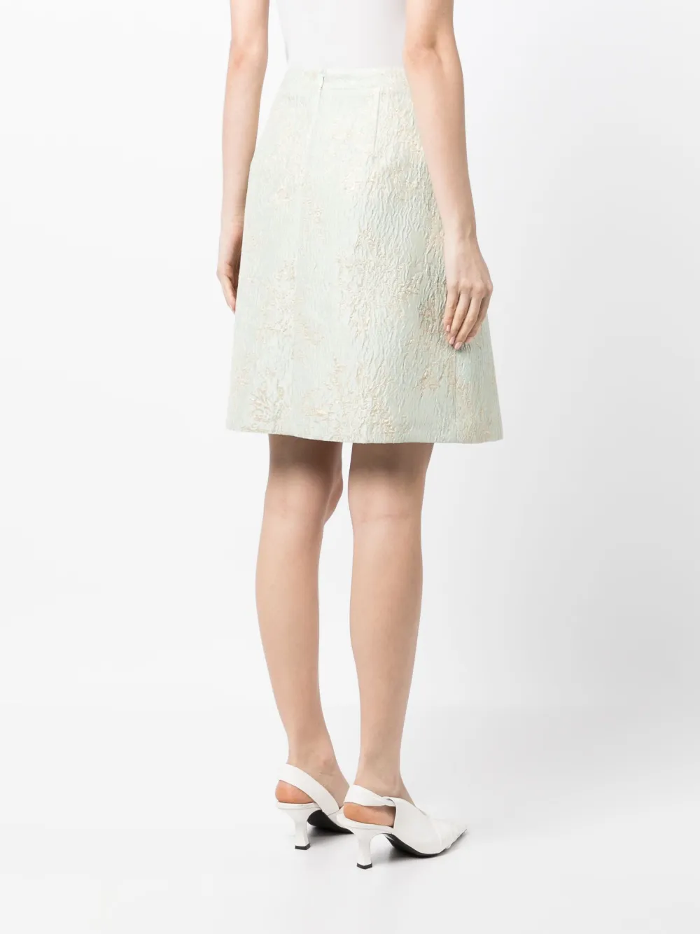 Shop Paule Ka Knife-pleat Jacquard Skirt In Green