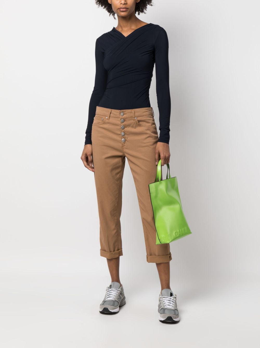 Shop Dondup Cropped Straight-leg Trousers In Braun