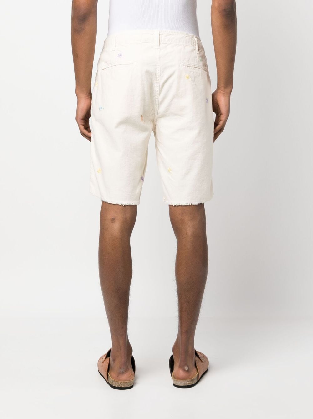 Shop President's Floral-embroidered Cotton Shorts In Nude