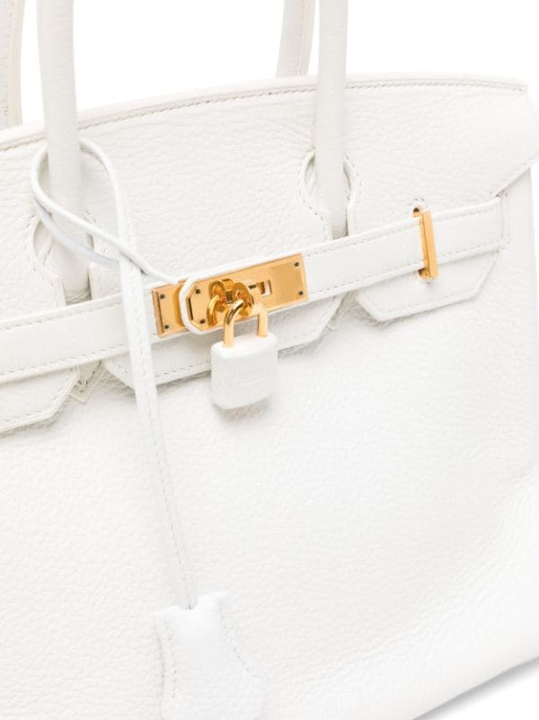 Hermes Birkin 30 Bag White Gold Hardware Clemence Leather