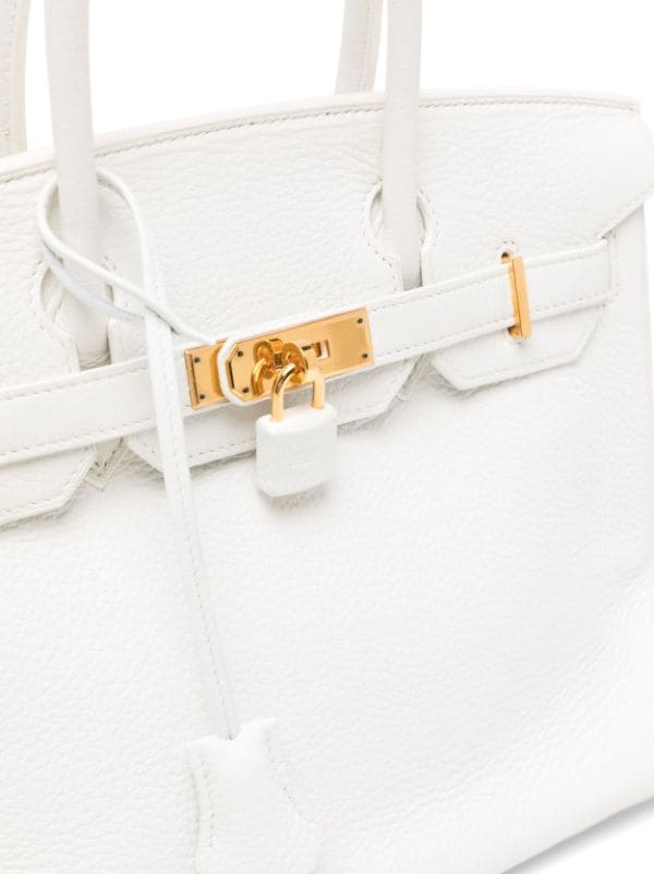 Hermes Birkin 30 Bag White Clemence Leather with Gold Hardware