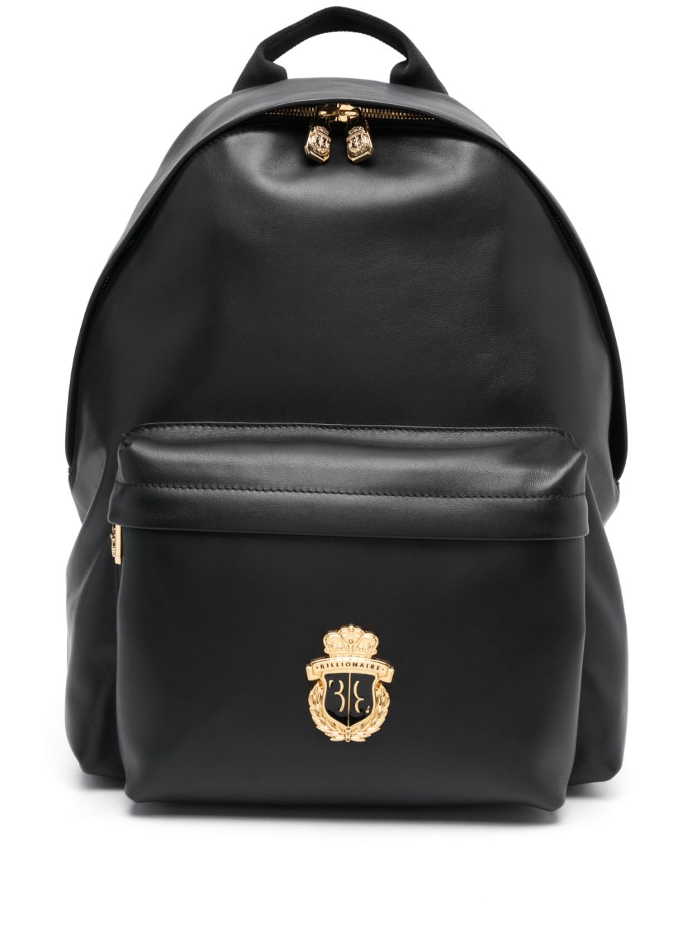 Billionaire logo-plaque leather backpack - Black