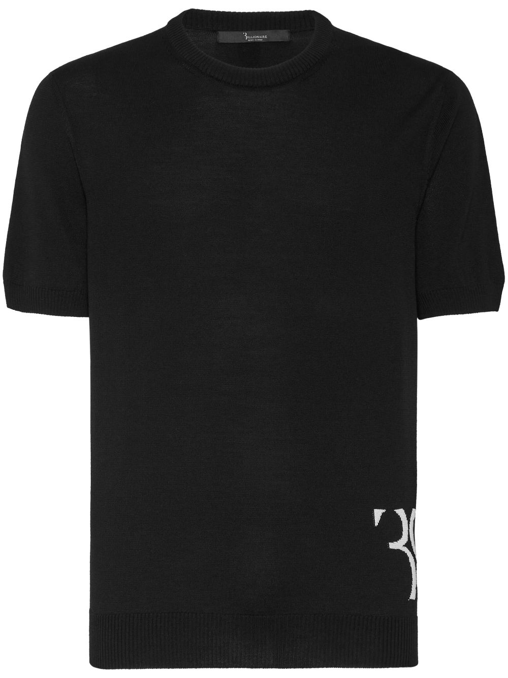 Billionaire Intarsia-logo Short-sleeve Jumper In Black