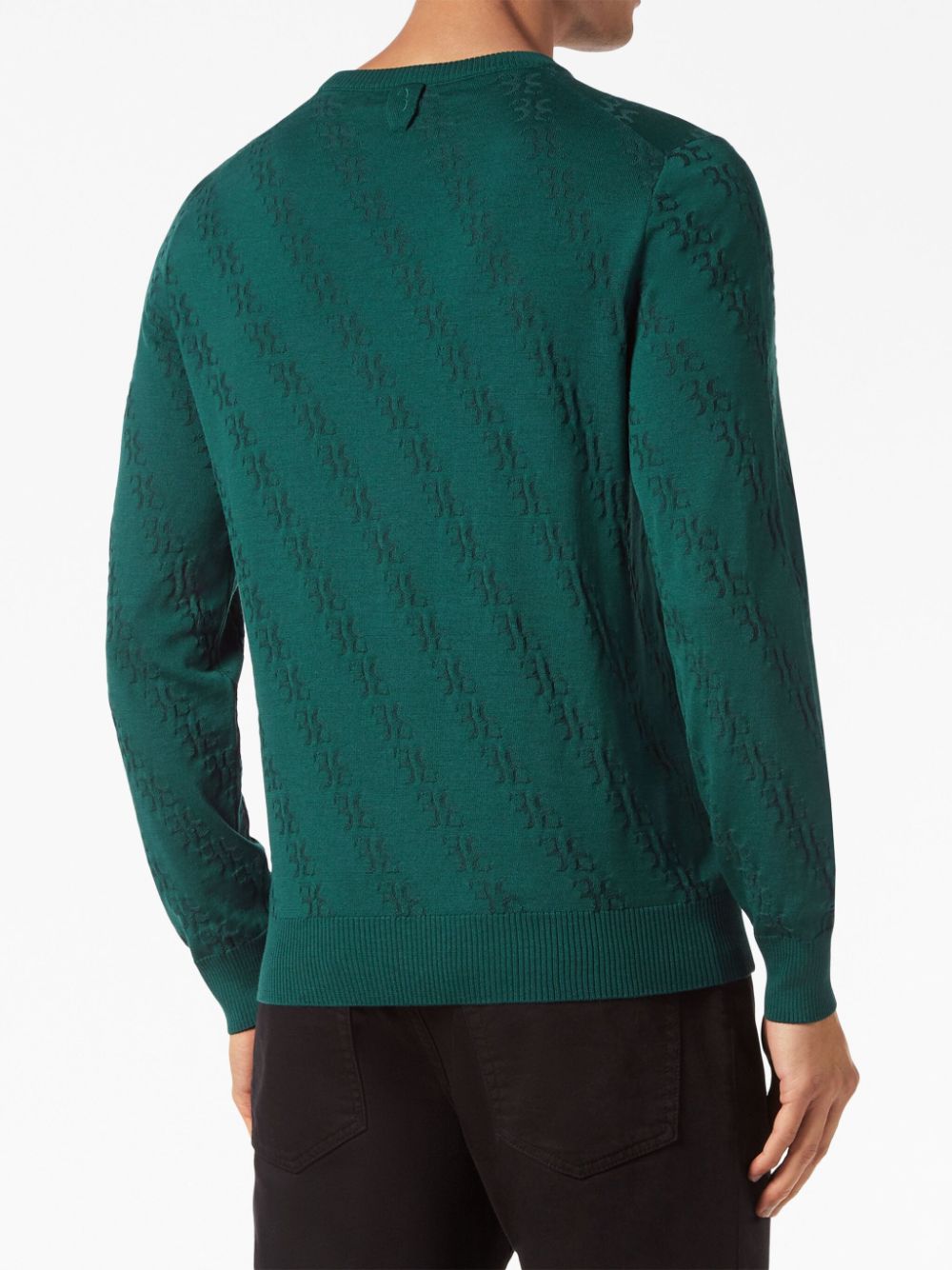 Shop Billionaire Intarsia-logo Wool-silk Jumper In Green
