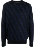 Billionaire monogram-jacquard knitted jumper - Blue