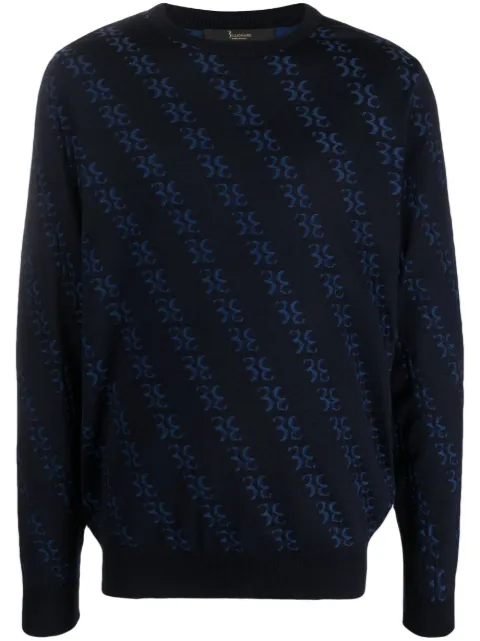 Billionaire monogram-jacquard knitted jumper