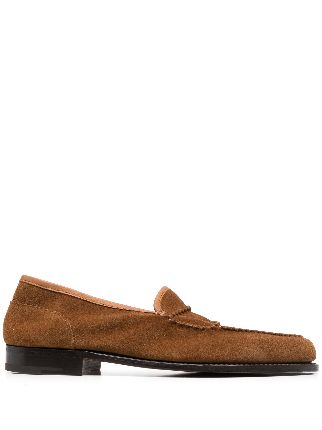 John Lobb scallop-edge Suede Loafers - Farfetch