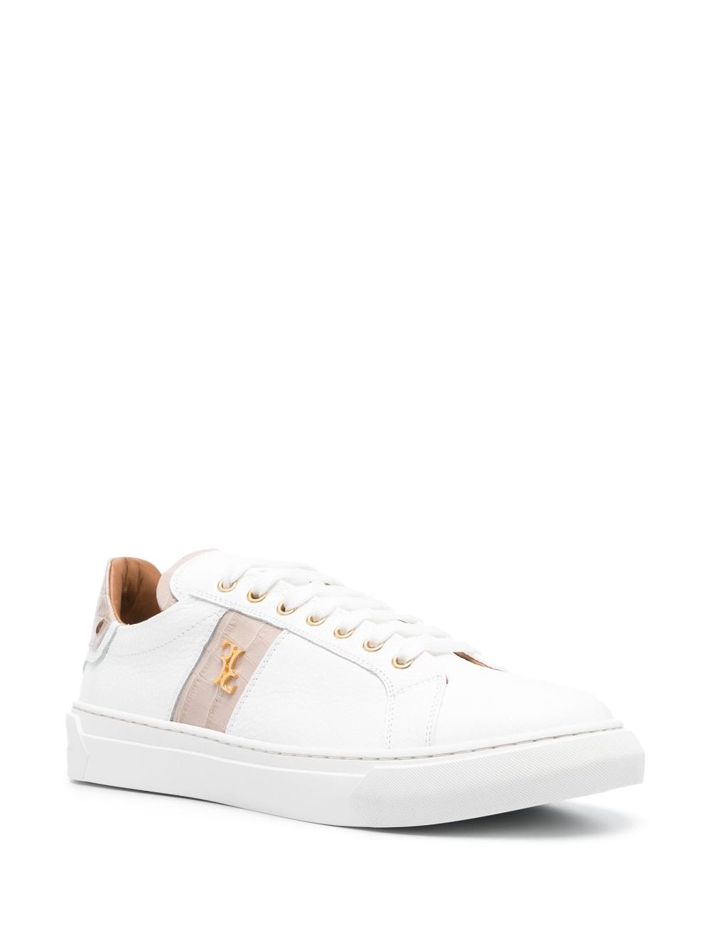 Shop Billionaire Logo-embellished Leather Sneakers In Weiss