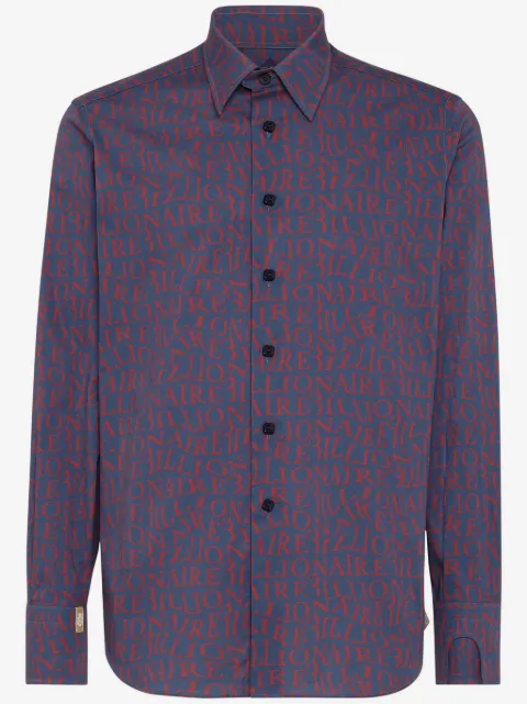 Billionaire logo-print stretch-cotton shirt