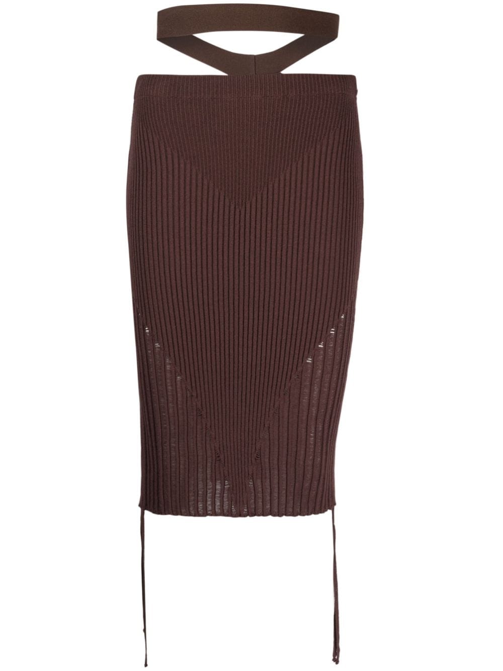 Andreädamo Ribbed-knit Pencil Skirt In Brown