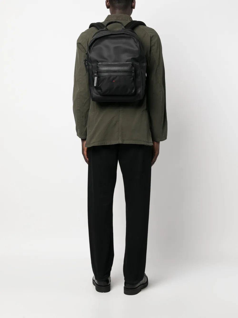 Kiton logo-embroidered leather backpack - Zwart