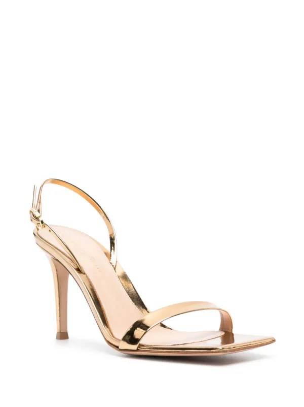 Gianvito Rossi 95mm Metallic Slingback Sandals | Gold | FARFETCH