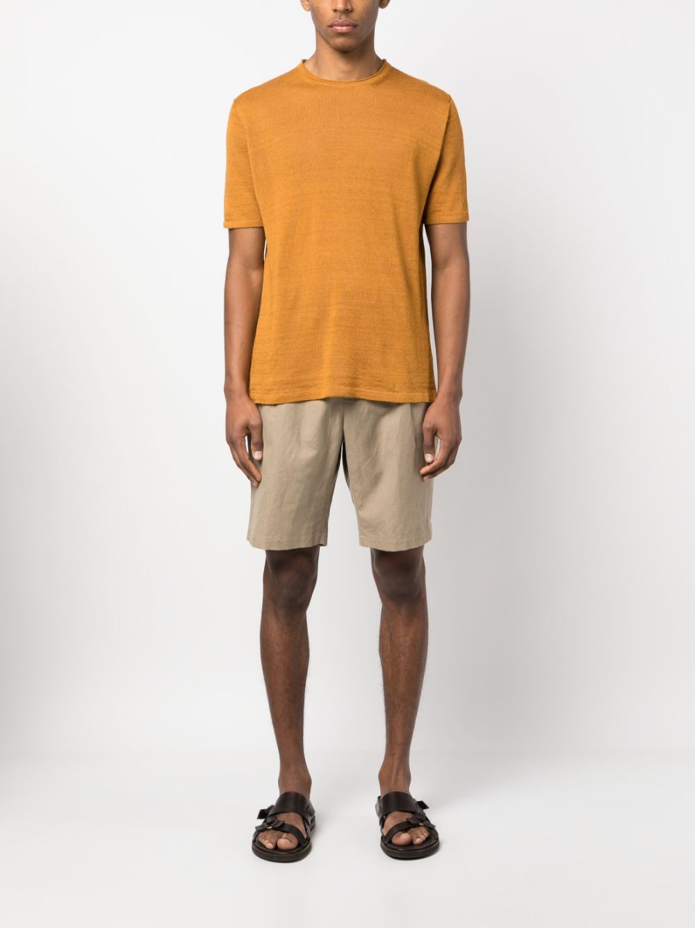 Shop Roberto Collina Short-sleeve Linen T-shirt In Orange