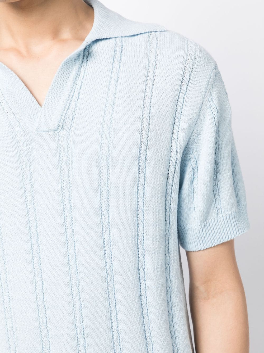 Shop System Knitted Cotton Polo Shirt In Blue