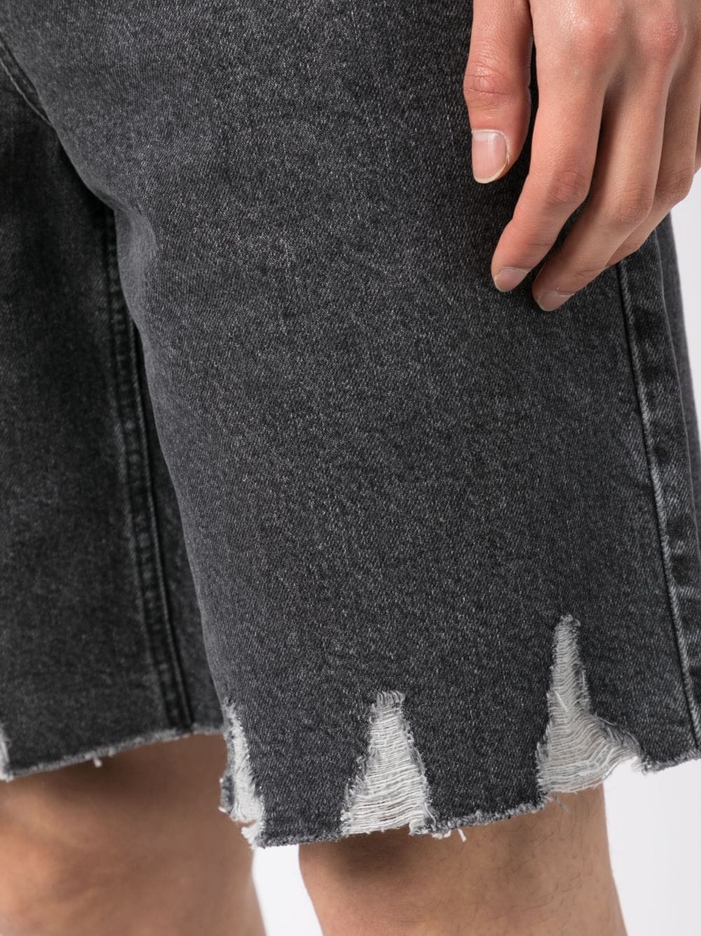 Shop System Raw-cut Denim Shorts In Grey