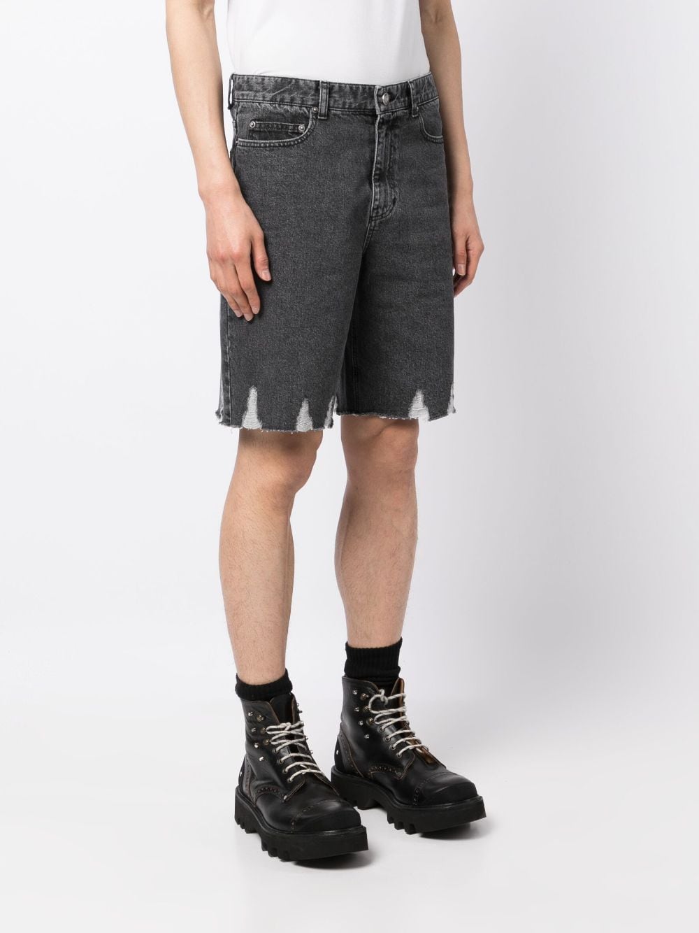 Shop System Raw-cut Denim Shorts In Grey
