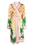 Casablanca graphic-print tie-fastening robe - White