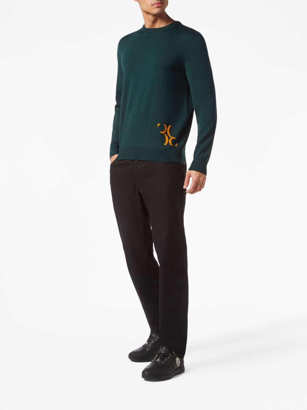 Billionaire intarsia-logo wool-silk jumper - Groen