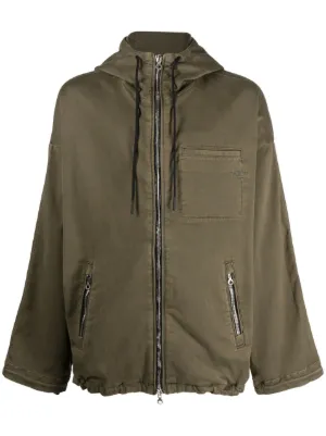 diesel fishnet detail fur hooded bomber jacket S OLIVE