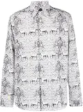Billionaire lion-print long-sleeve shirt - White