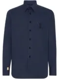 Billionaire logo-embroidery cotton shirt - Blue
