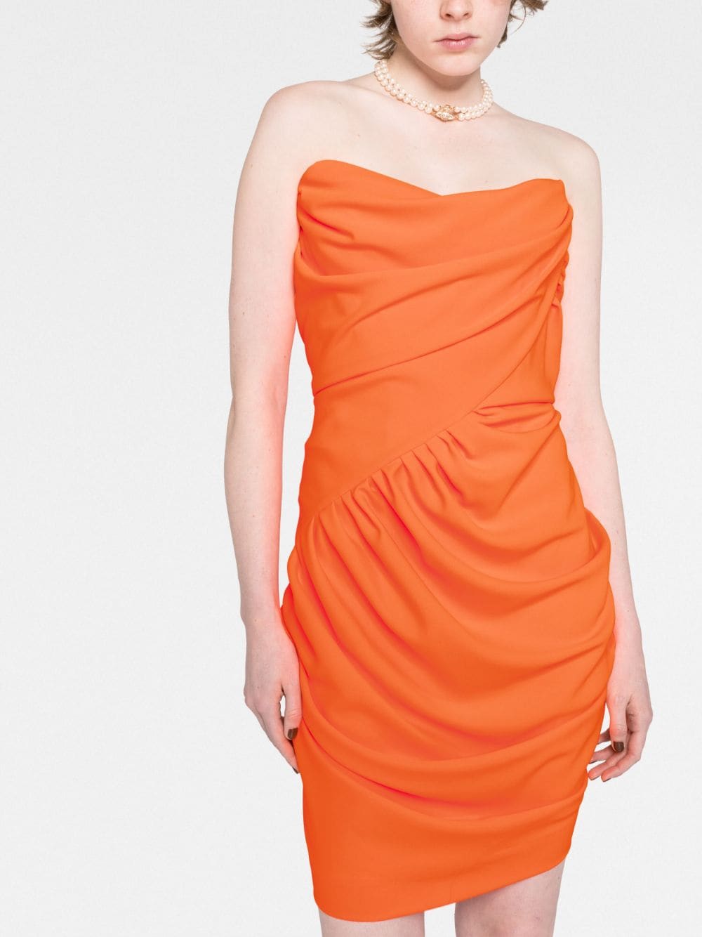 Shop Vivienne Westwood Draped Corset Mini Dress In Orange