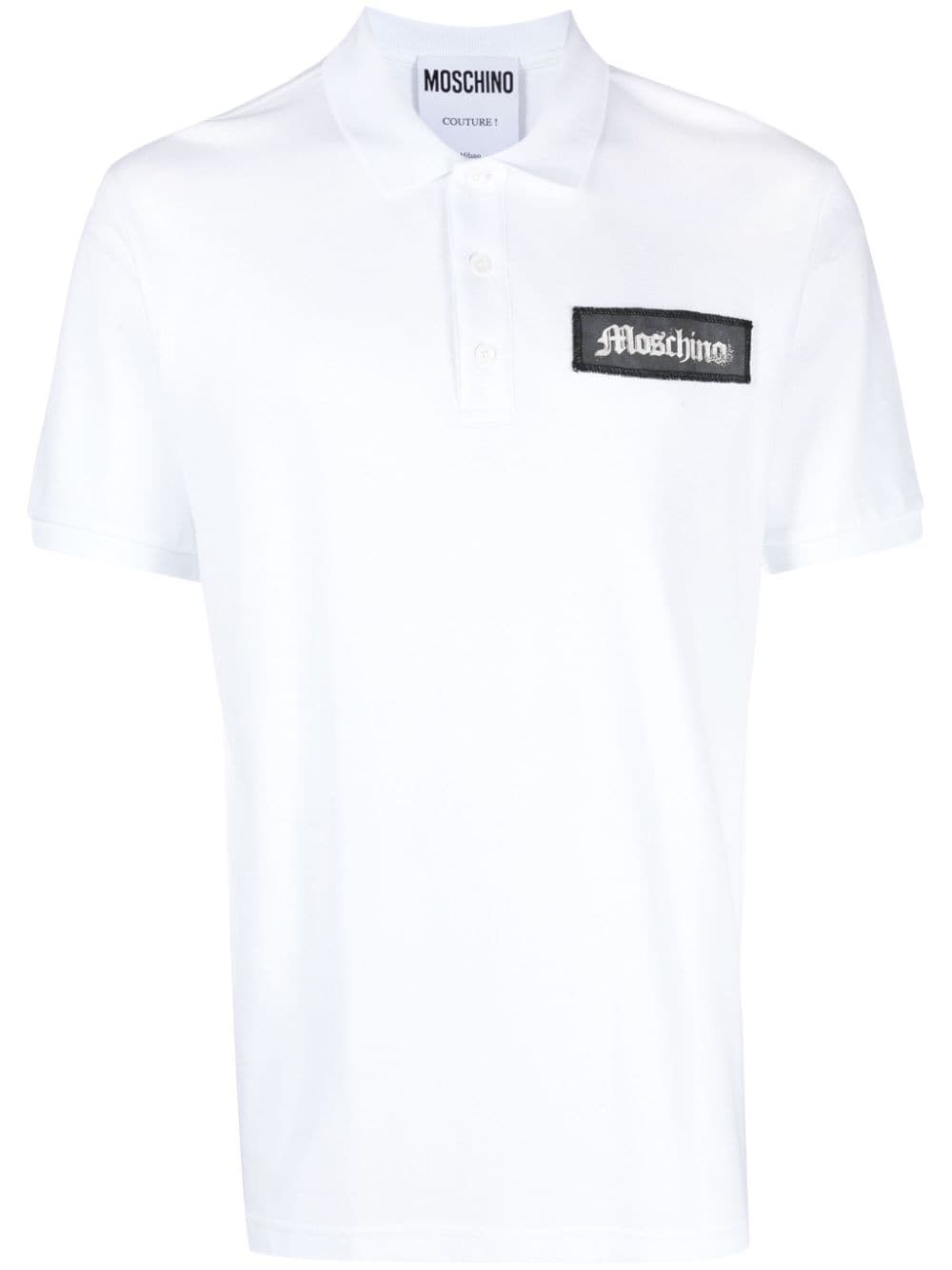 Moschino Logo-patch Cotton Polo Collar In White