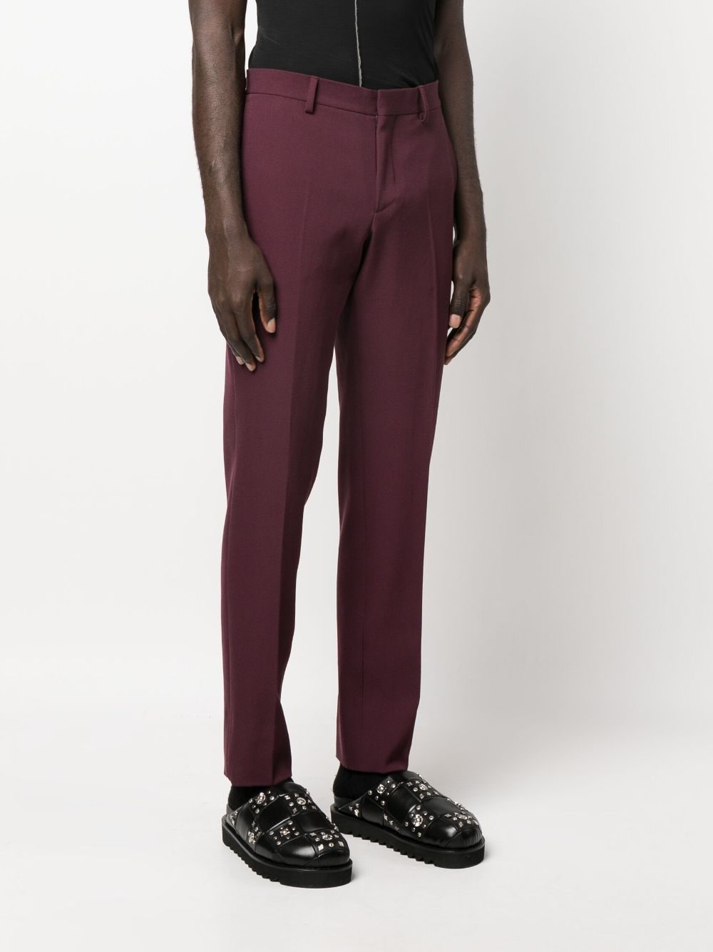 Shop Moschino Tailored Virgin-wool Trousers In Purple