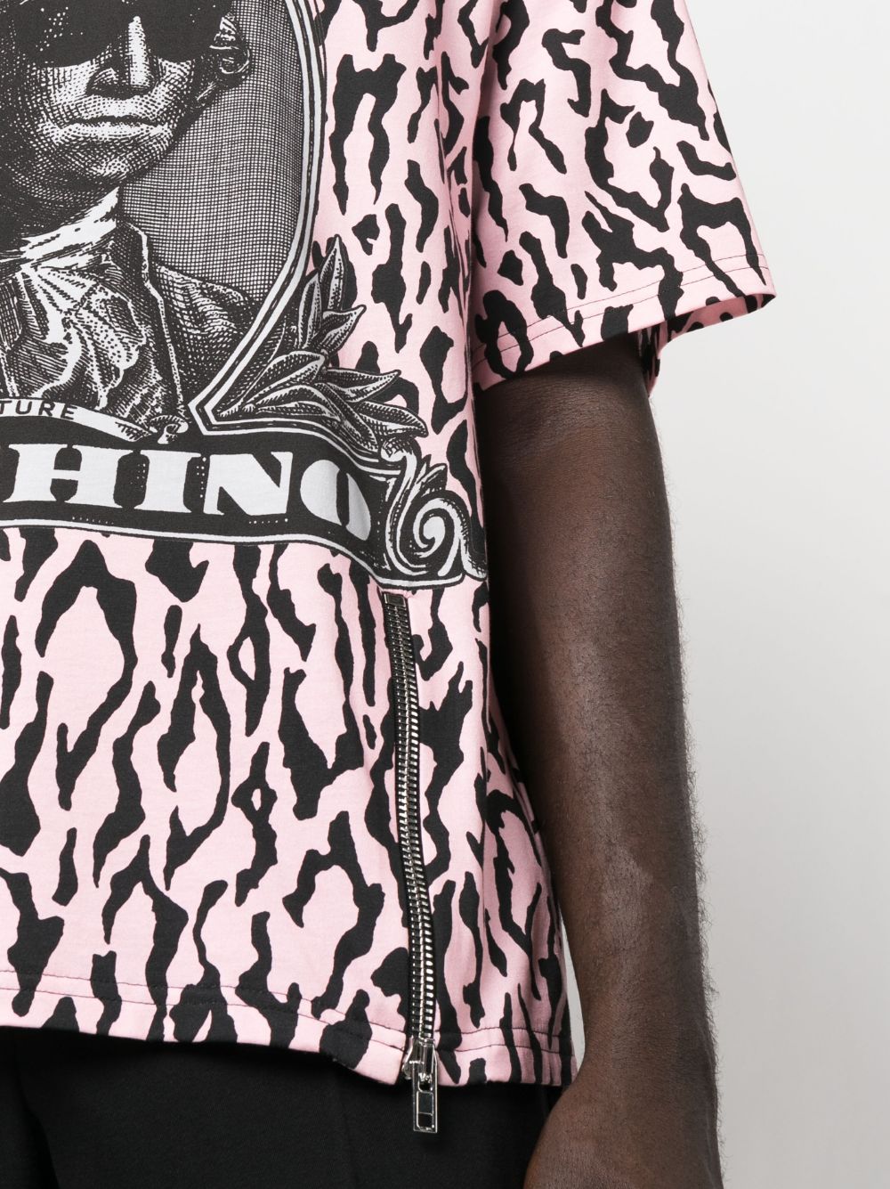 Shop Moschino Animal-print Cotton T-shirt In Pink