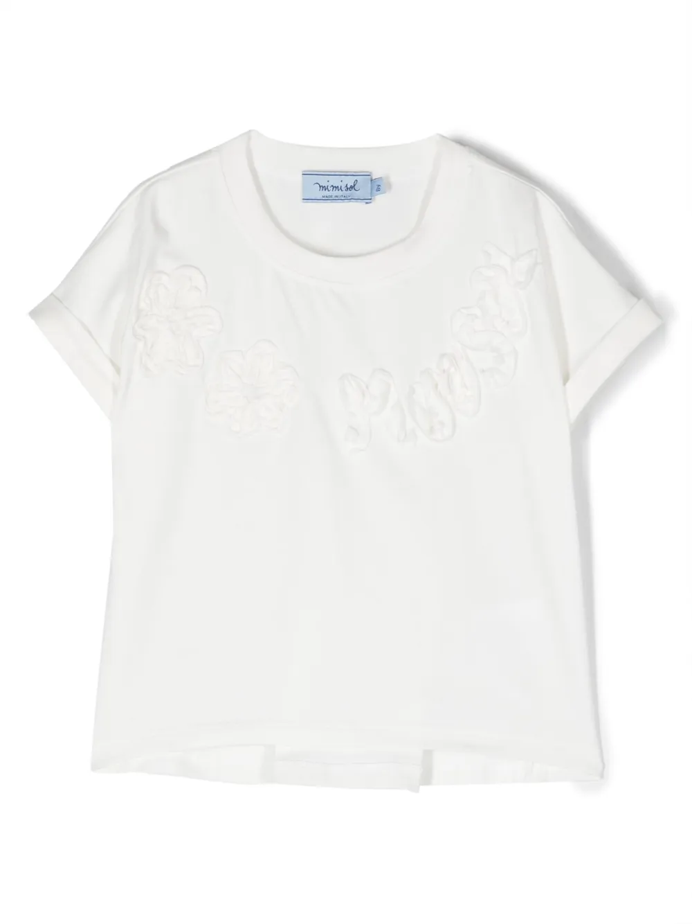 Mi Mi Sol Kids' Floral-appliqué T-shirt In Weiss