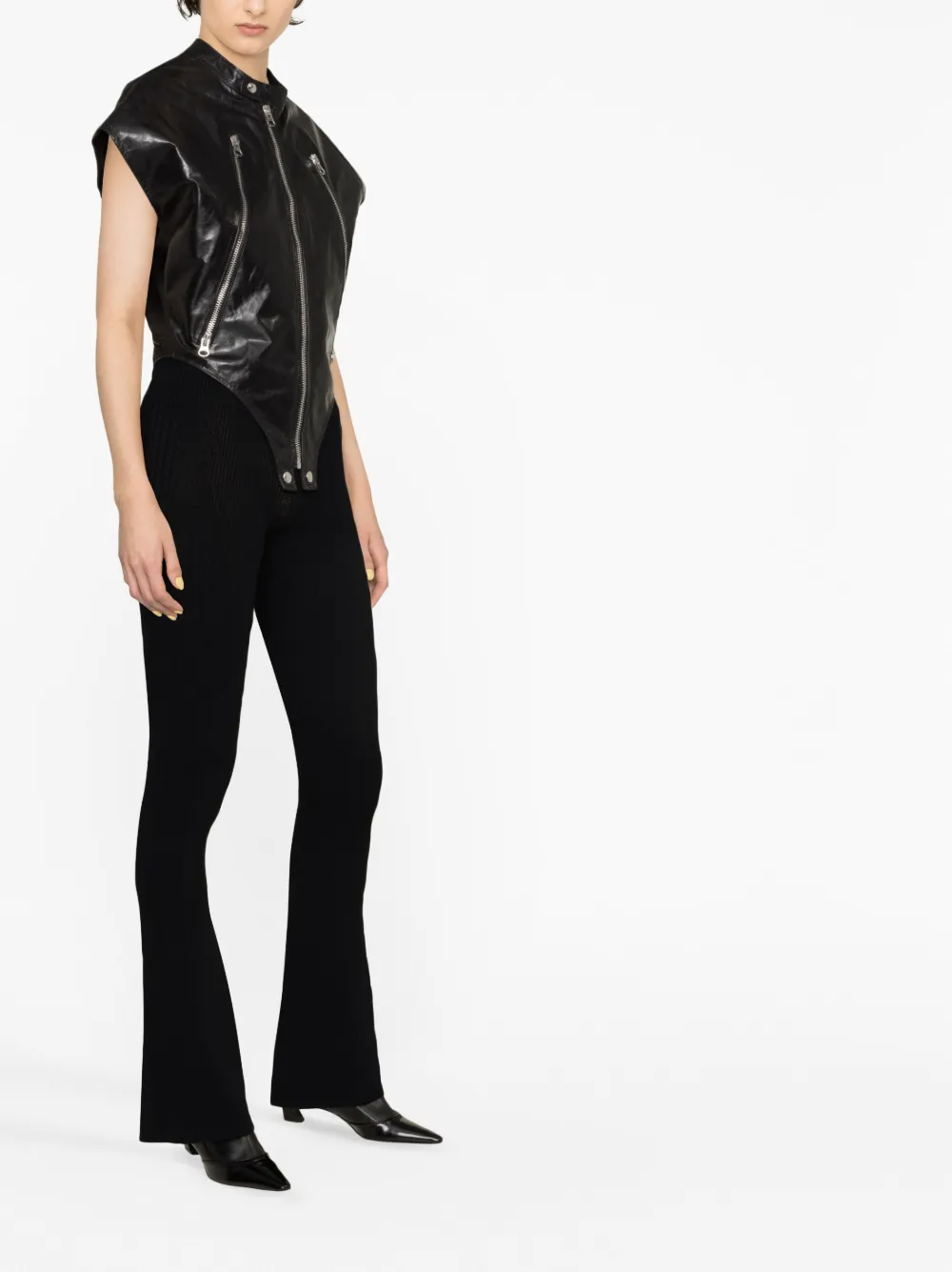 Misbhv Knitted Seamless Flared High Waisted Pants In Black