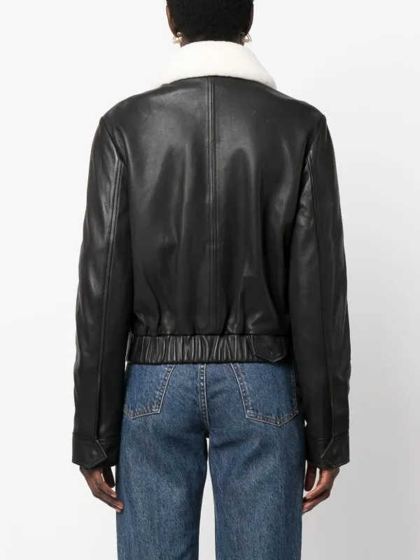 Dorothee Schumacher shearling-collar Leather Jacket | Black 