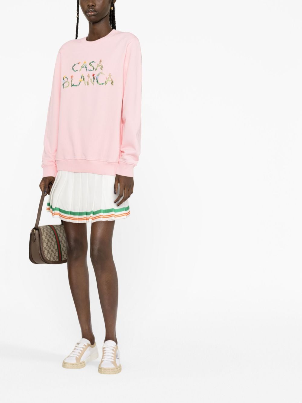 Shop Casablanca Logo-print Long-sleeve Sweatshirt In Rosa