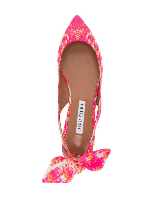 Aquazzura Bow Tie floral-print Ballerina Shoes Farfetch