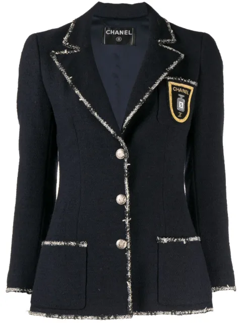 CHANEL Pre-Owned 2005 CC emblem-patch single-breasted jacket