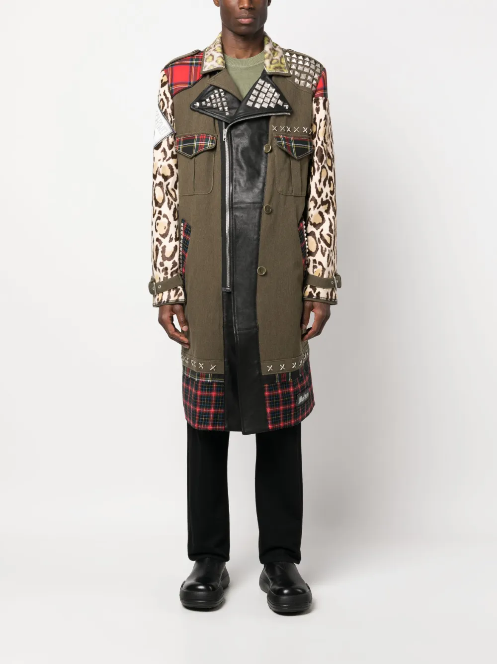 Moschino Jas met patchwork - Groen