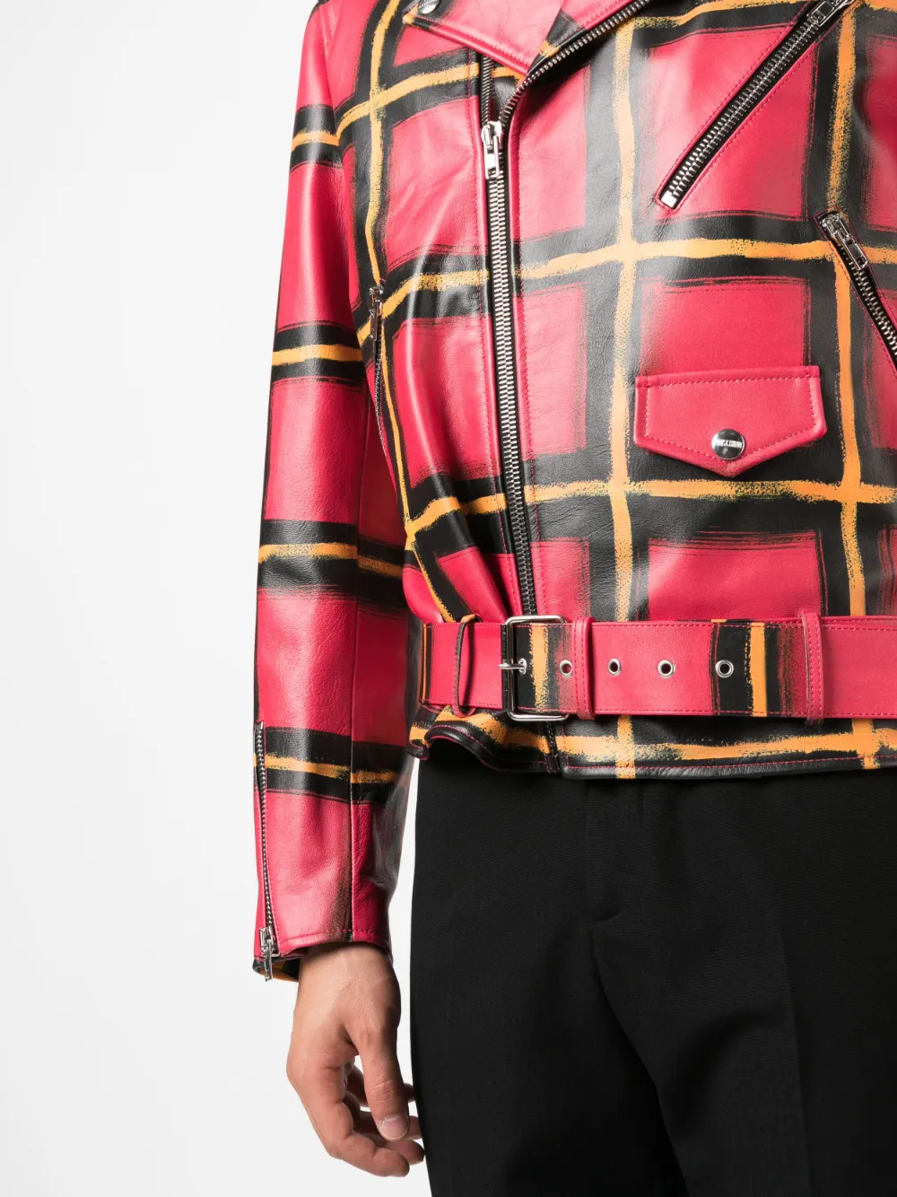 Checkered hot sale biker jacket