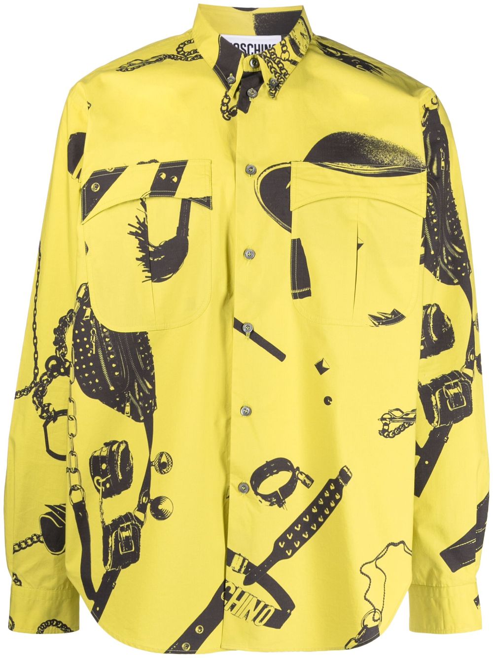 Moschino Graphic-print Cotton Shirt In Yellow