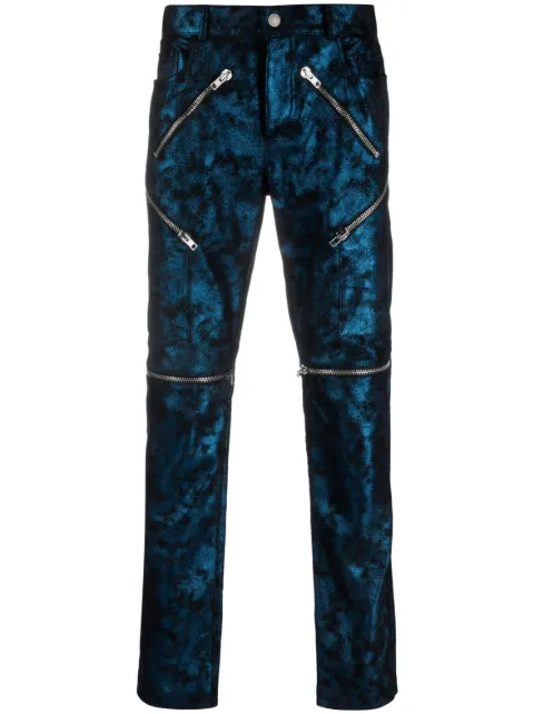 Moschino multiple zip-fastening-pockets suede trousers