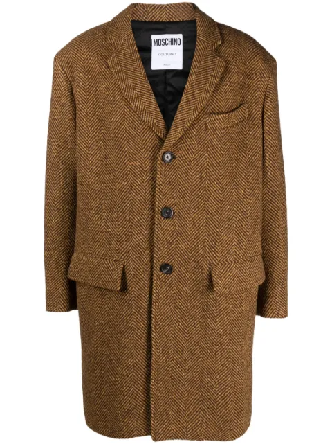 Moschino slogan-print wool Peacoat
